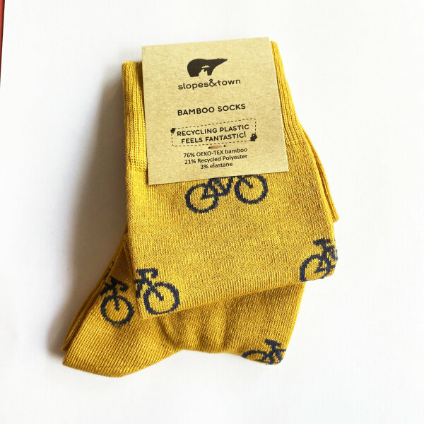Mustard yellow bicycles bamboo socks 36-41